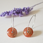 Créoles Virginie perles en verre soucoupe or fin doré acier inoxydable boucles d'oreilles chic classe unique créateur