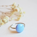 BAGUE réglable cabochons verre filé coloré acier inoxydable CHARLOTTE