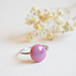 BAGUE réglable cabochons verre filé coloré acier inoxydable CHARLOTTE