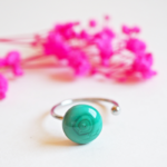 BAGUE réglable cabochons verre filé coloré acier inoxydable CHARLOTTE