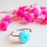 BAGUE réglable cabochons verre filé coloré acier inoxydable CHARLOTTE