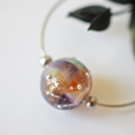 boucles d'oreilles créoles collier galaxie perles en verre filé argent bijoux