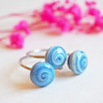 BAGUE réglable cabochons verre filé coloré acier inoxydable CHARLOTTE