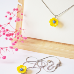 boucles d'oreilles clips oreille non percée collier bracelet réglable fleurs verre filé artisanat printemps bijoux flora marguerite coquelicot bague