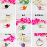 bague réglable cabochons verre filé coloré acier inoxydable CHARLOTTE