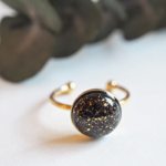 bague emma perle en verre filé noir