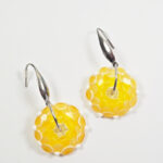 boucles d'oreilles ecailles bijou artisanal perle en verre filé jaune ambre