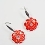boucles d'oreilles ecailles bijou artisanal perle en verre filé rouge