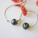 créoles boucles d'oreilles galaxie perles en verre filé argent