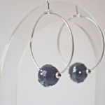 boucles d'oreilles créoles galaxie perles en verre filé argent