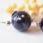 boucles d'oreilles créoles galaxie perles en verre filé argent