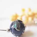 boucles d'oreilles créoles galaxie perles en verre filé argent