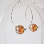 créoles boucles d'oreilles galaxie perles en verre filé argent