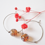 créoles boucles d'oreilles galaxie perles en verre filé argent