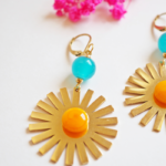 Réf 13 Gloria collier boucles d'oreilles perles en verre filé pampilles or doré acier inoxydable bijoux créateur (6)