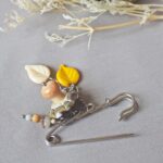SITE BROCHE FIBULE EPINGLE automne perle verre file artisanal bijoux feuille hérisson champignon citrouille halloween baie fantome original createur unique bois pierre fine A11 (1)
