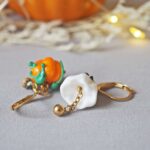 boucles oreilles automne perle verre file artisanal bijoux feuille hérisson champignon citrouille halloween baie fantome original createur unique bois pierre fine A19 (3)