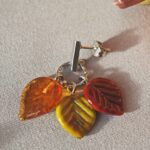 boucles oreilles automne perle verre file artisanal bijoux feuille hérisson champignon citrouille halloween baie fantome original createur unique bois pierre fine A22 (5)