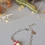 bracelet automne perle verre file artisanal bijoux feuille hérisson champignon citrouille halloween baie fantome original createur unique bois pierre fine (77)