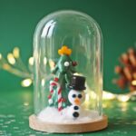 cloche noel hiver bonhomme de neige sapin neige coton decoration verre (1)
