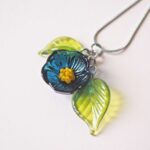 flora fleur feuille verre bijoux marguerite bleu printemps (9)