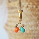 chez philomene bijoux verre filé boucles oreilles paulette creatrice artisanal duo orange celadon (2)