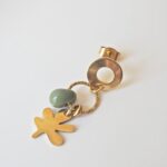 chez philomene bijoux verre filé boucles oreilles paulette creatrice artisanal feuille olive vert (1)
