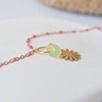 chez philomene bijoux verre filé bracelet paulette creatrice artisanal fleur vert (3)