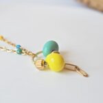 chez philomene bijoux verre filé collier paulette creatrice artisanal duo jaune celadon (2)