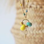 chez philomene bijoux verre filé collier paulette creatrice artisanal duo jaune celadon (4)
