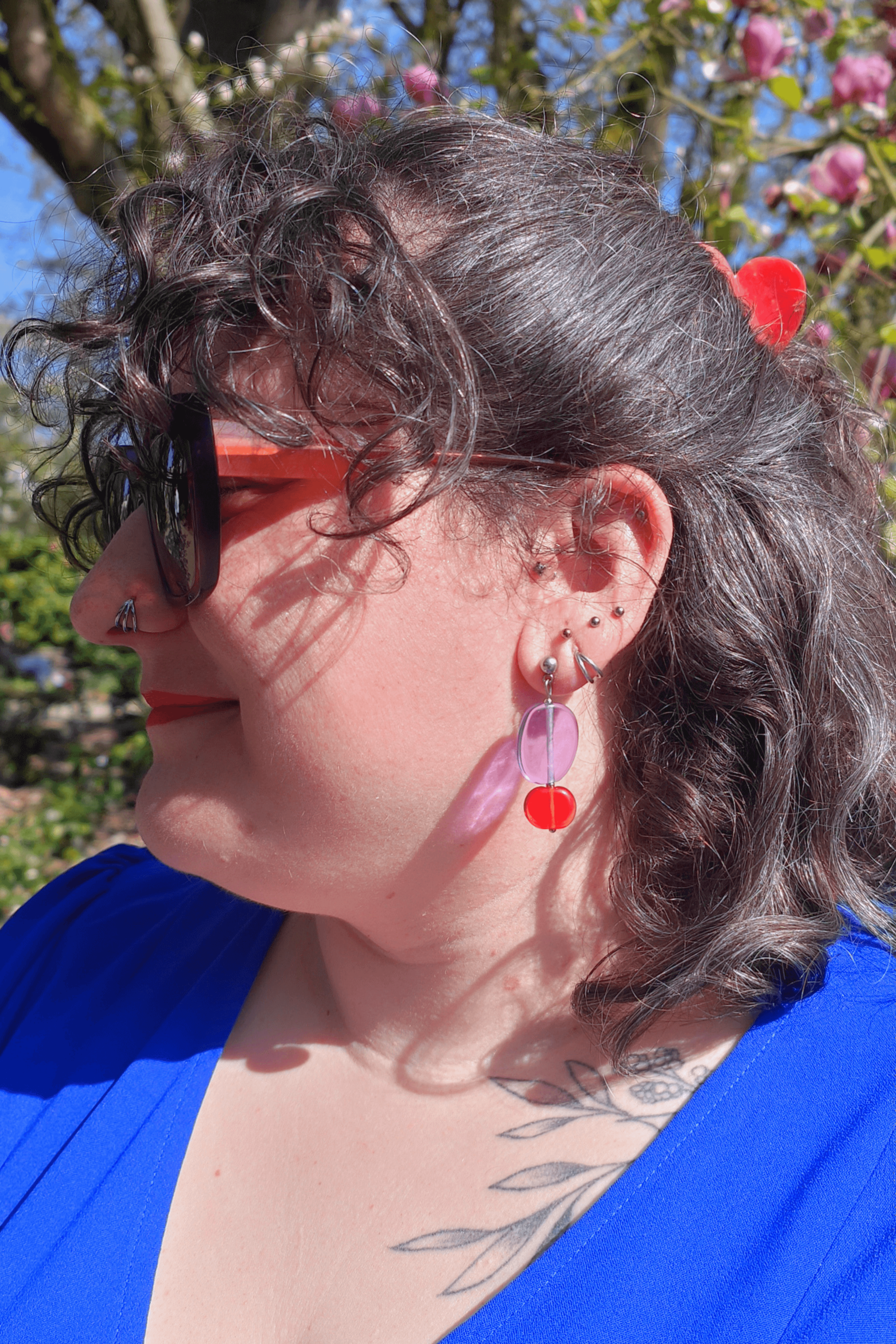 philomène boucles oreilles asymétriques galet verre filé murano couleur original