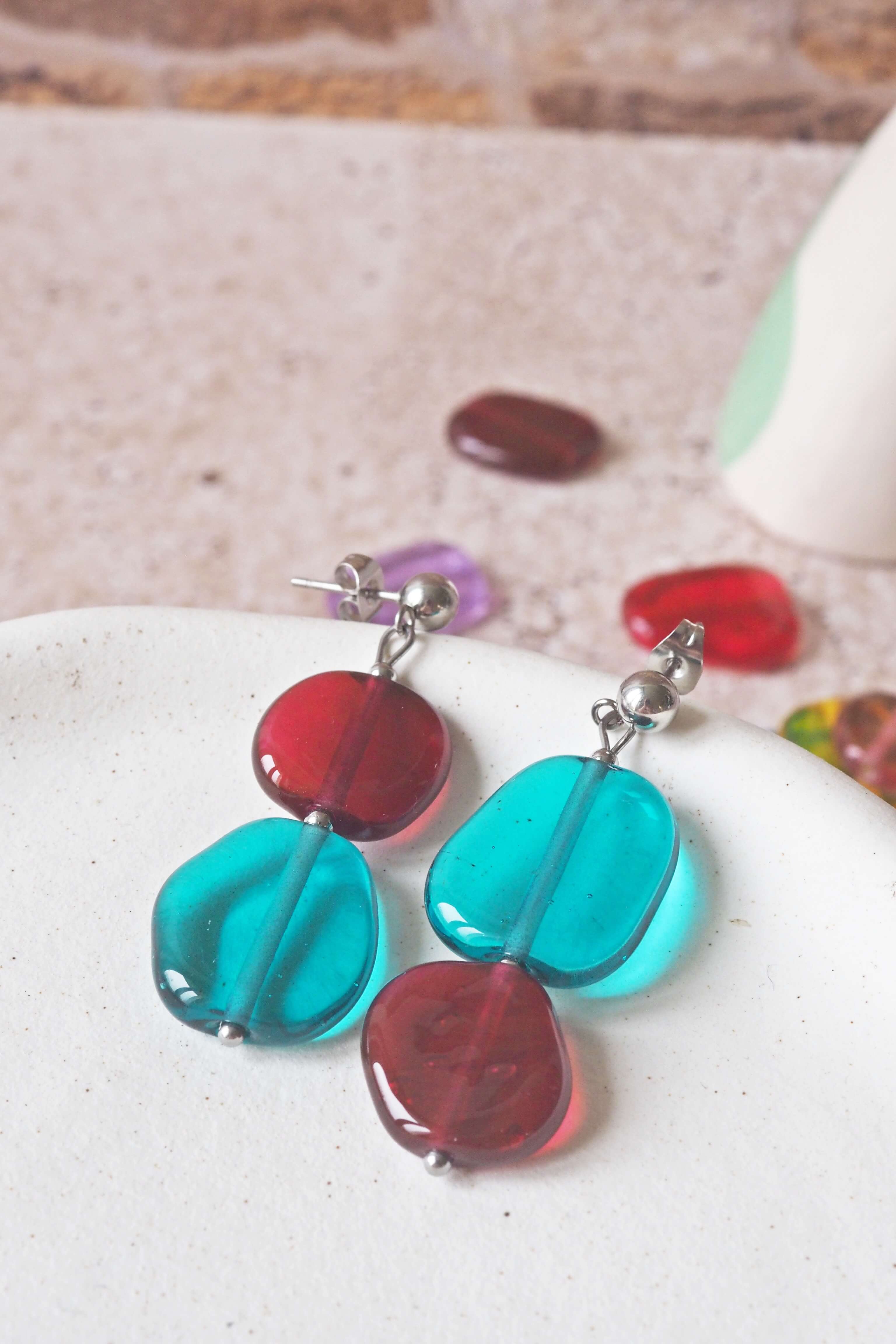 philomène boucles oreilles asymétriques galets translucide bijoux verre murano (14)