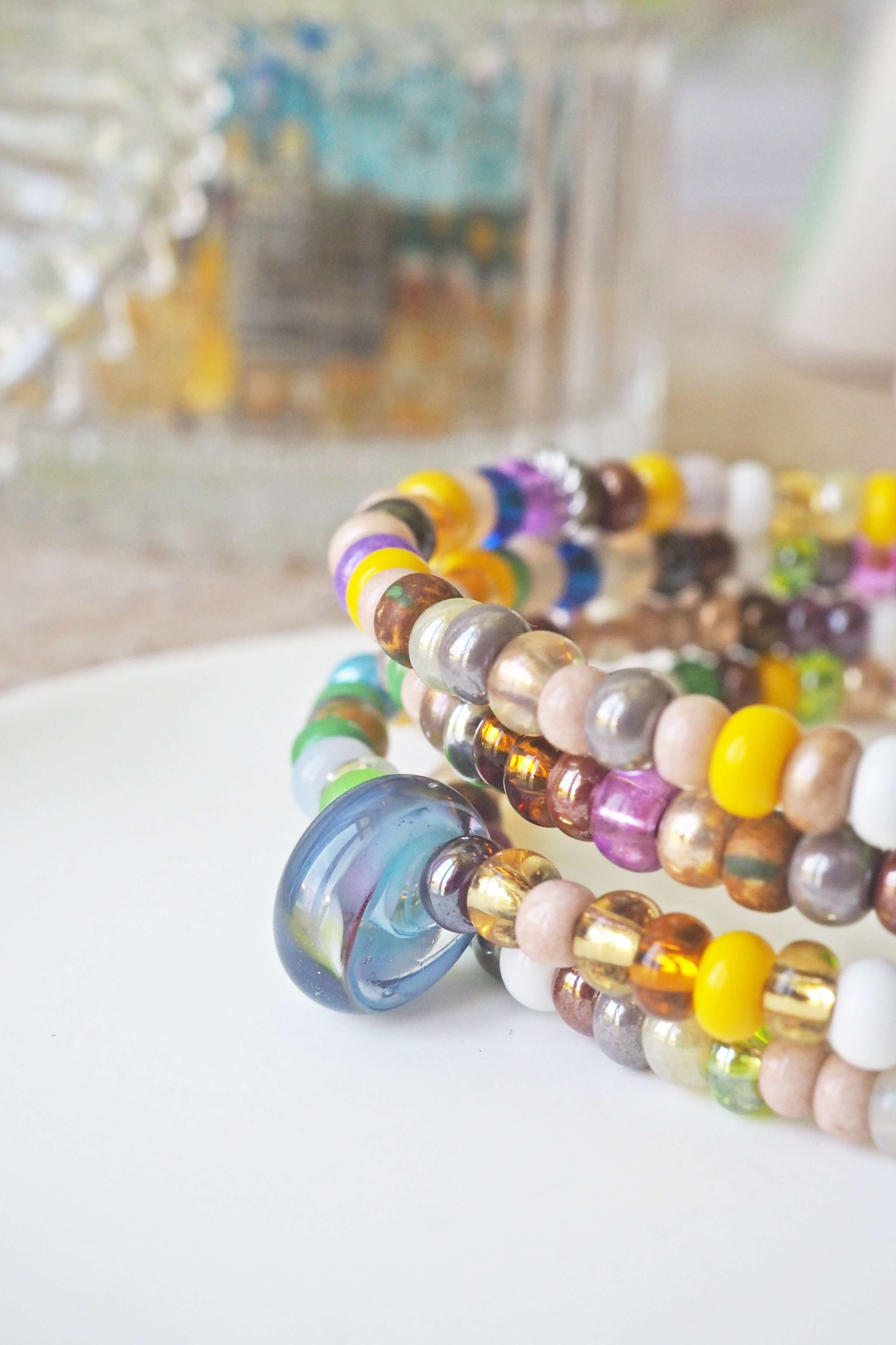 bracelet paulette philomène verre filé goutte artisanat réglable coloré bijoux perles (101)
