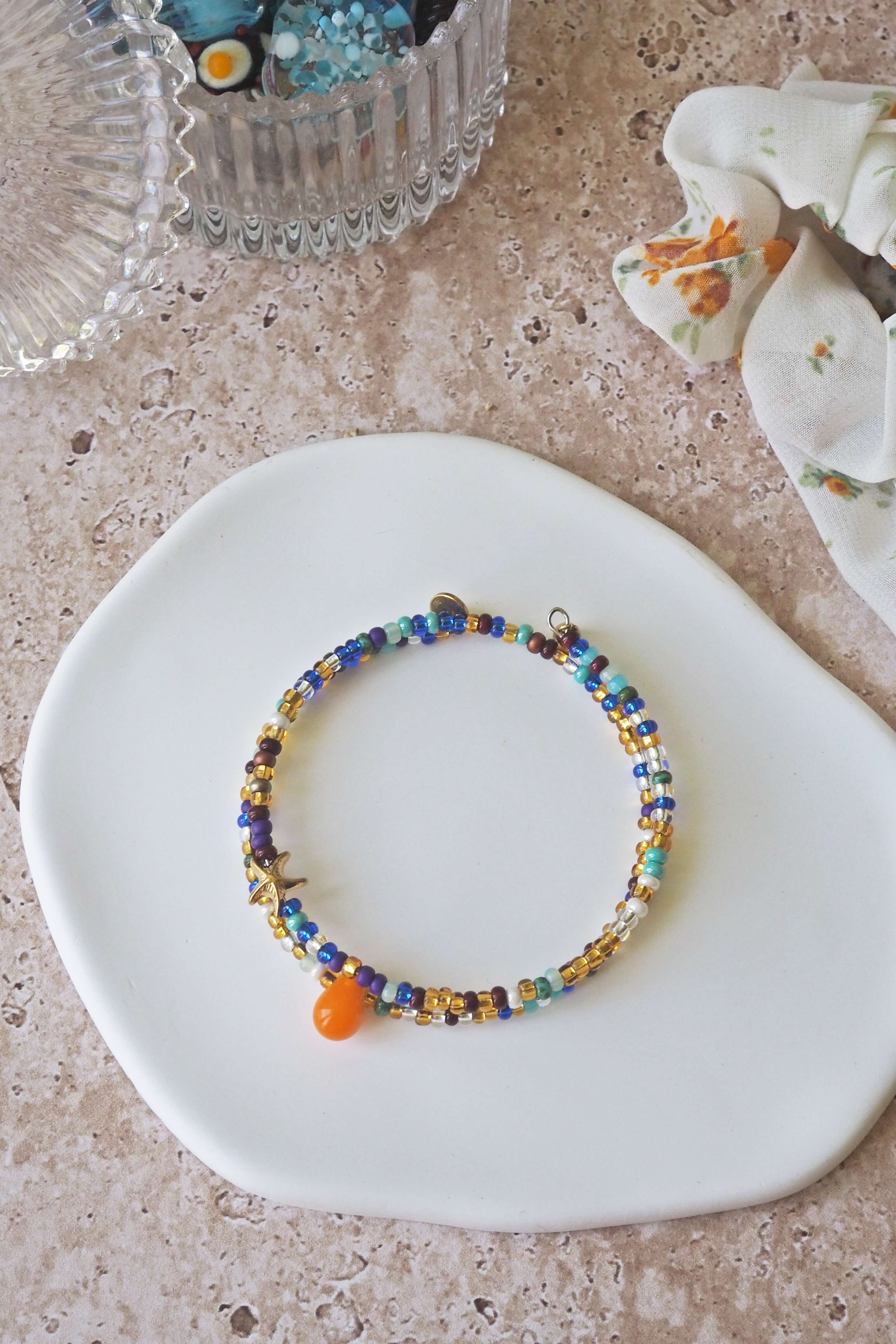 bracelet paulette philomène verre filé goutte artisanat réglable coloré bijoux perles (102)