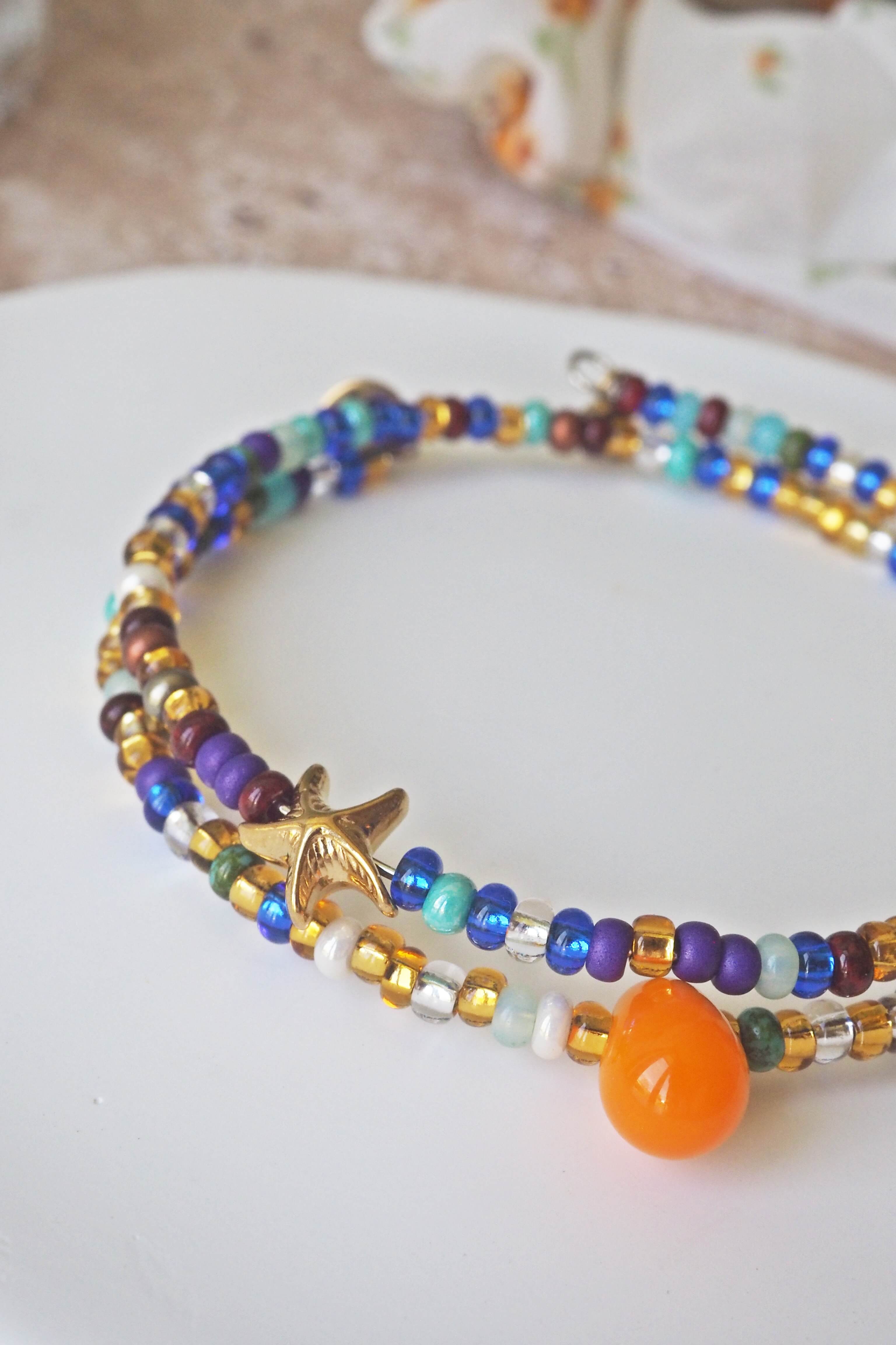 bracelet paulette philomène verre filé goutte artisanat réglable coloré bijoux perles (103)