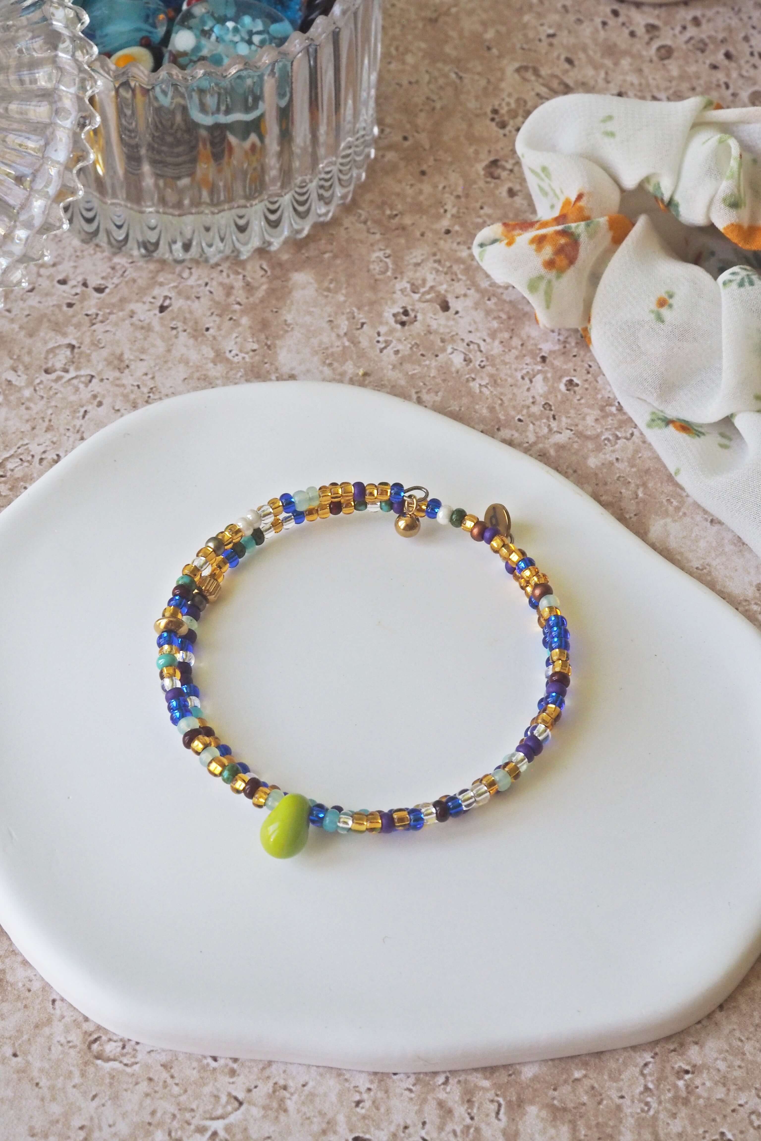 bracelet paulette philomène verre filé goutte artisanat réglable coloré bijoux perles (11)