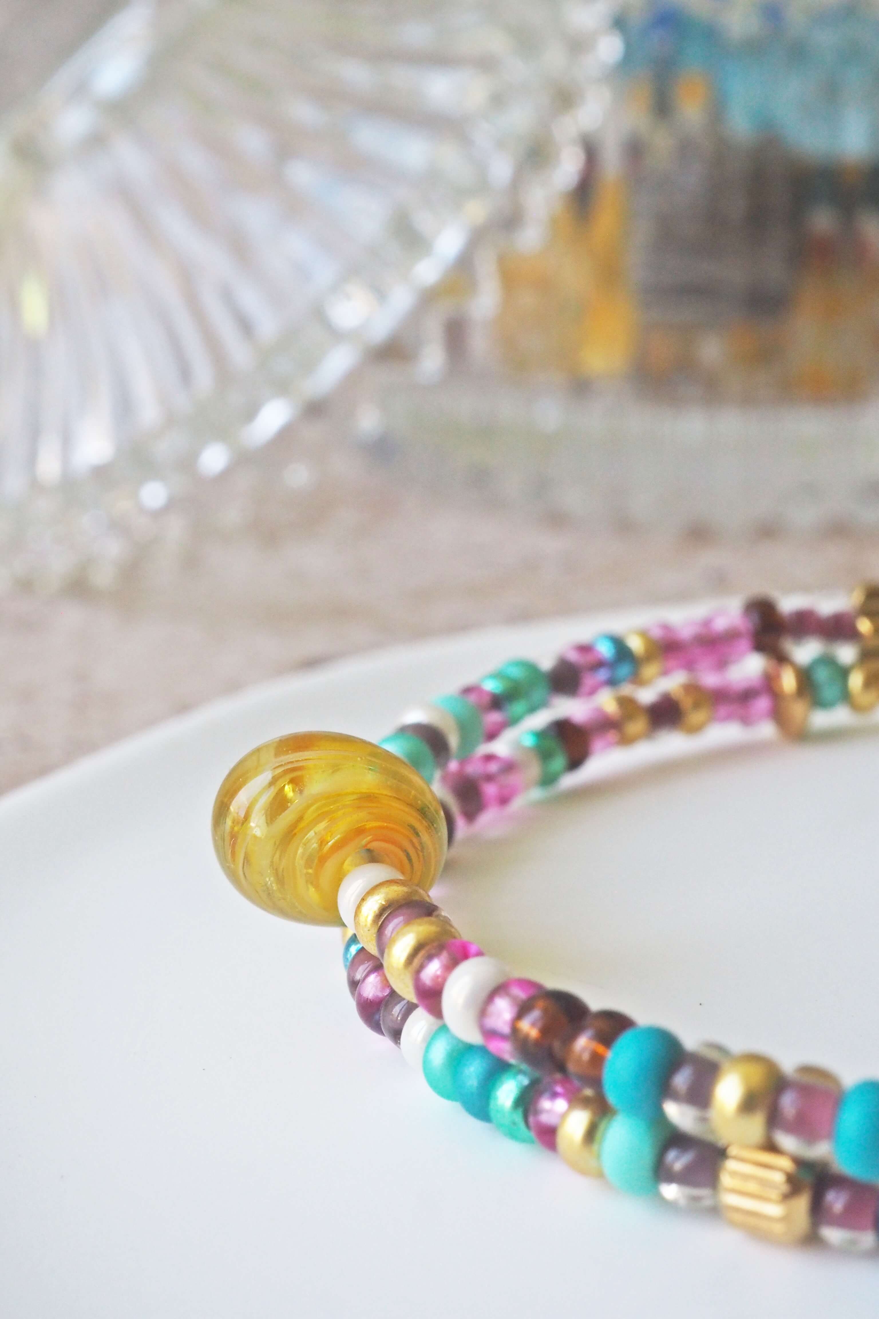 bracelet paulette philomène verre filé goutte artisanat réglable coloré bijoux perles (24)