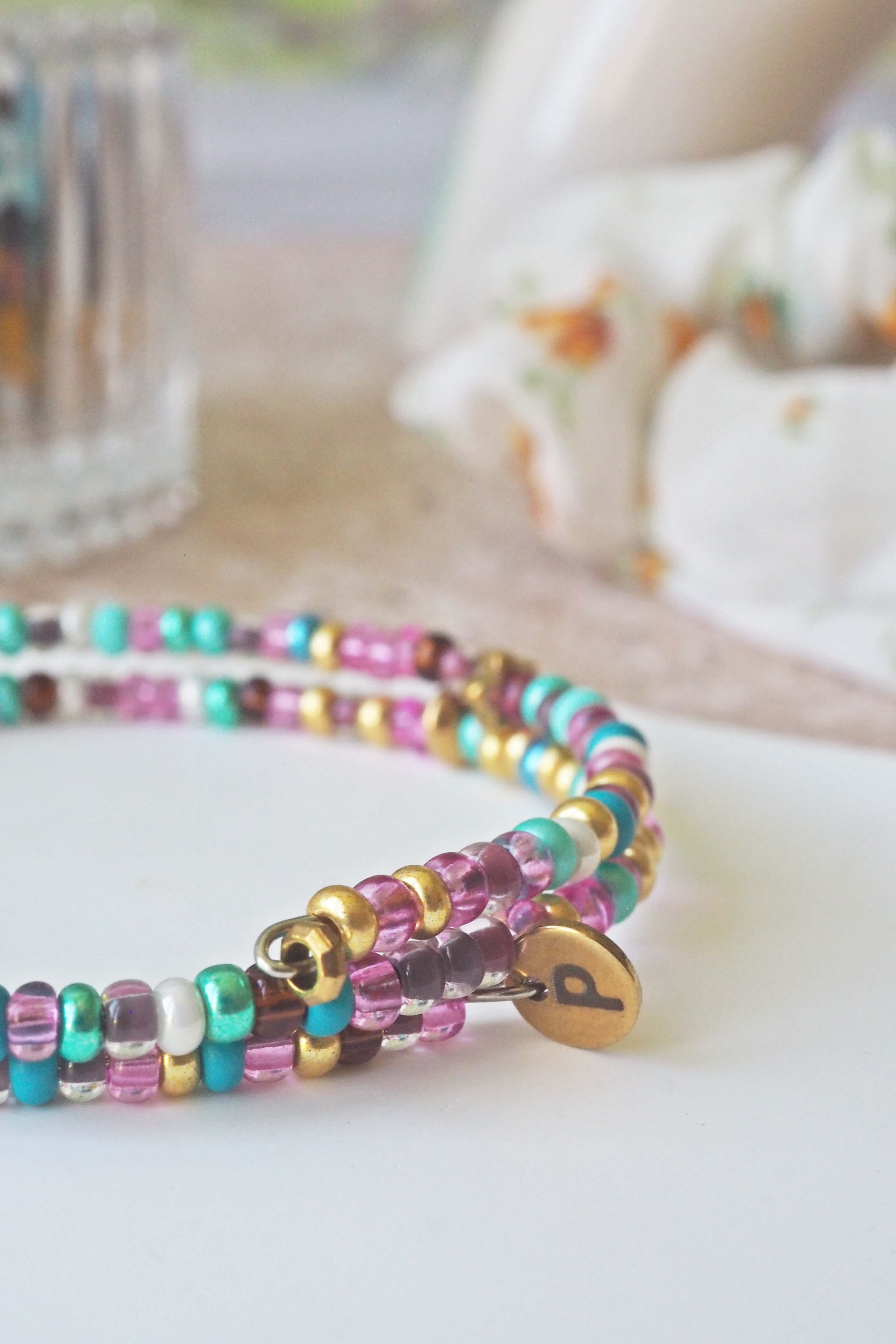 bracelet paulette philomène verre filé goutte artisanat réglable coloré bijoux perles (25)