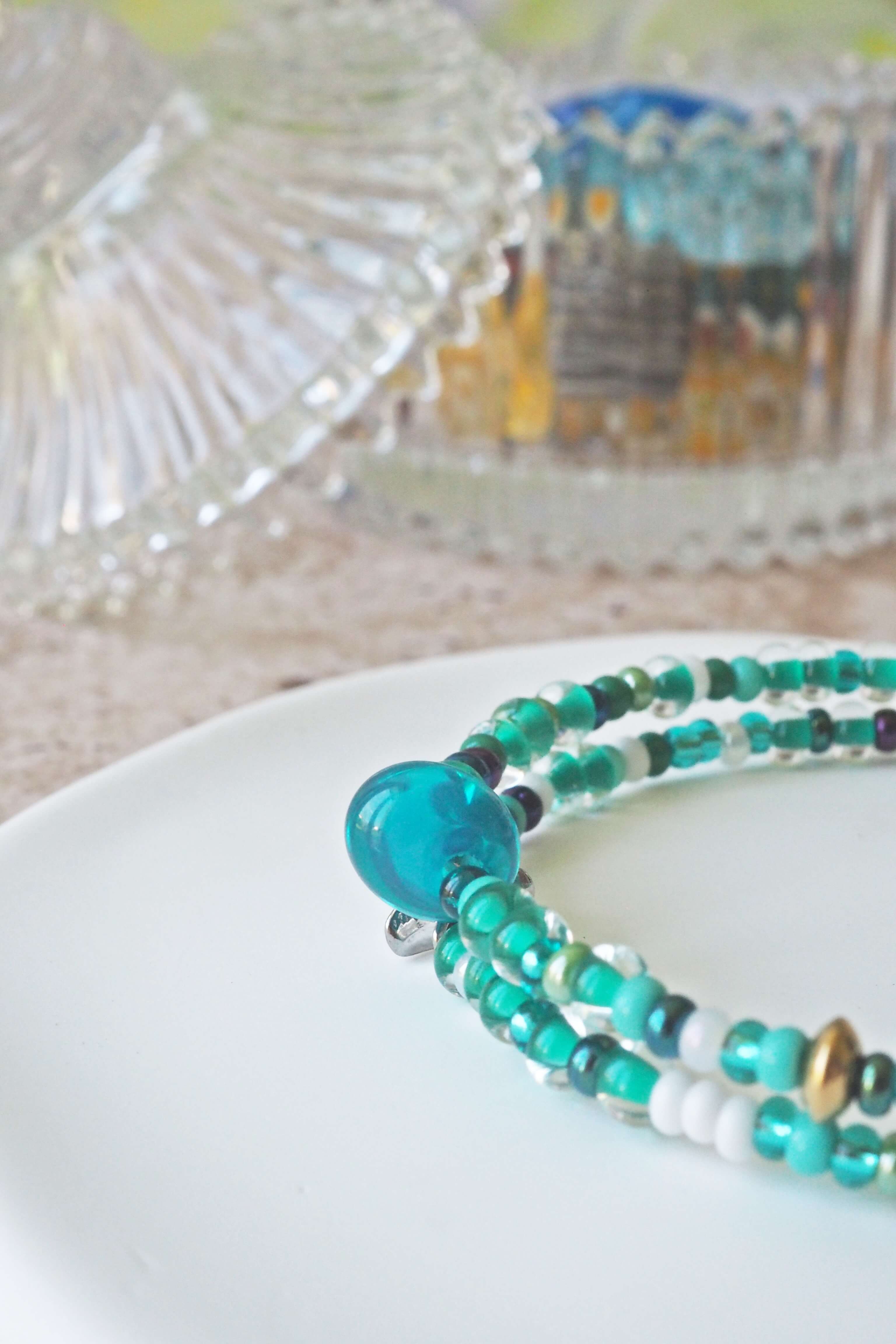 bracelet paulette philomène verre filé goutte artisanat réglable coloré bijoux perles (31)