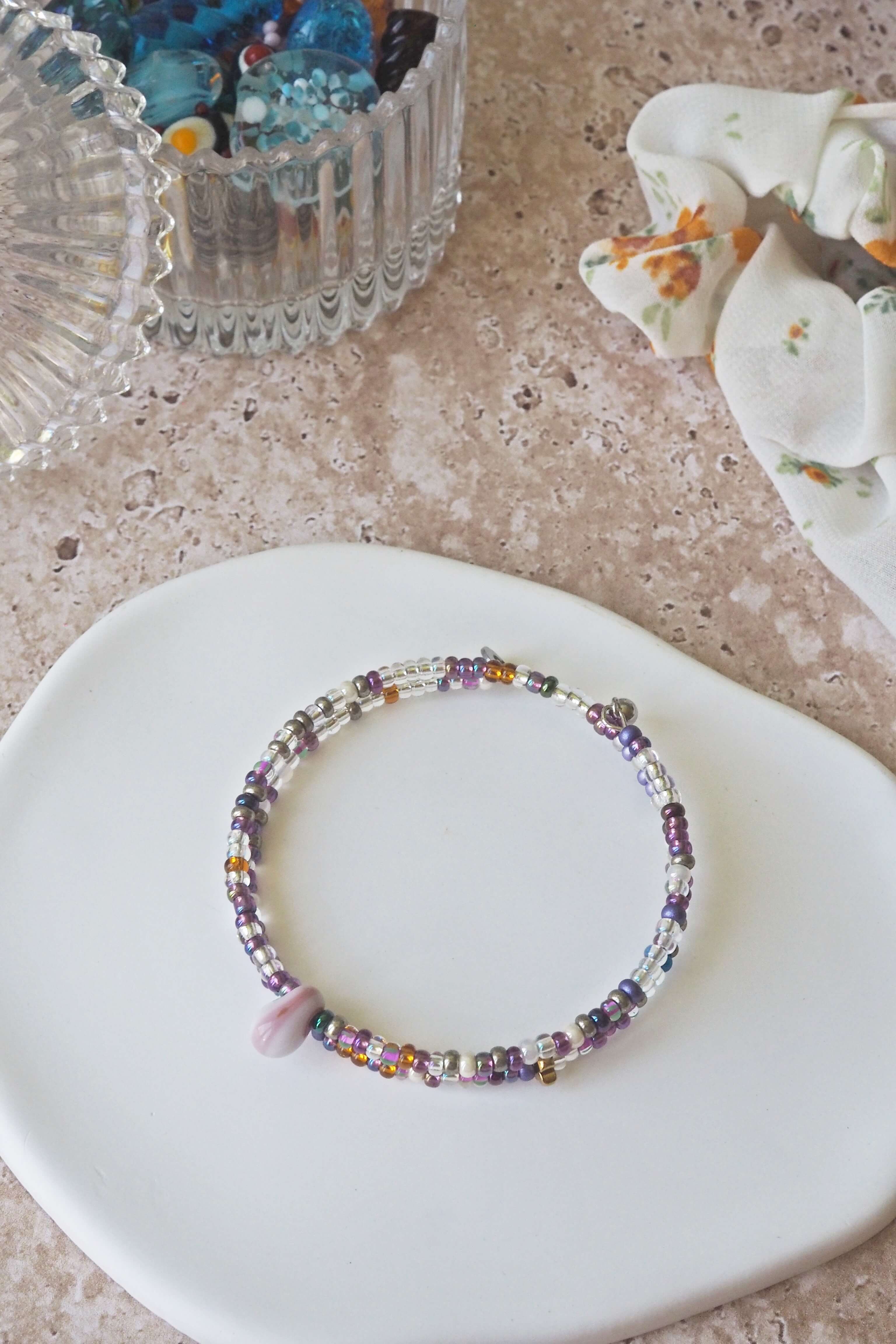 bracelet paulette philomène verre filé goutte artisanat réglable coloré bijoux perles (34)