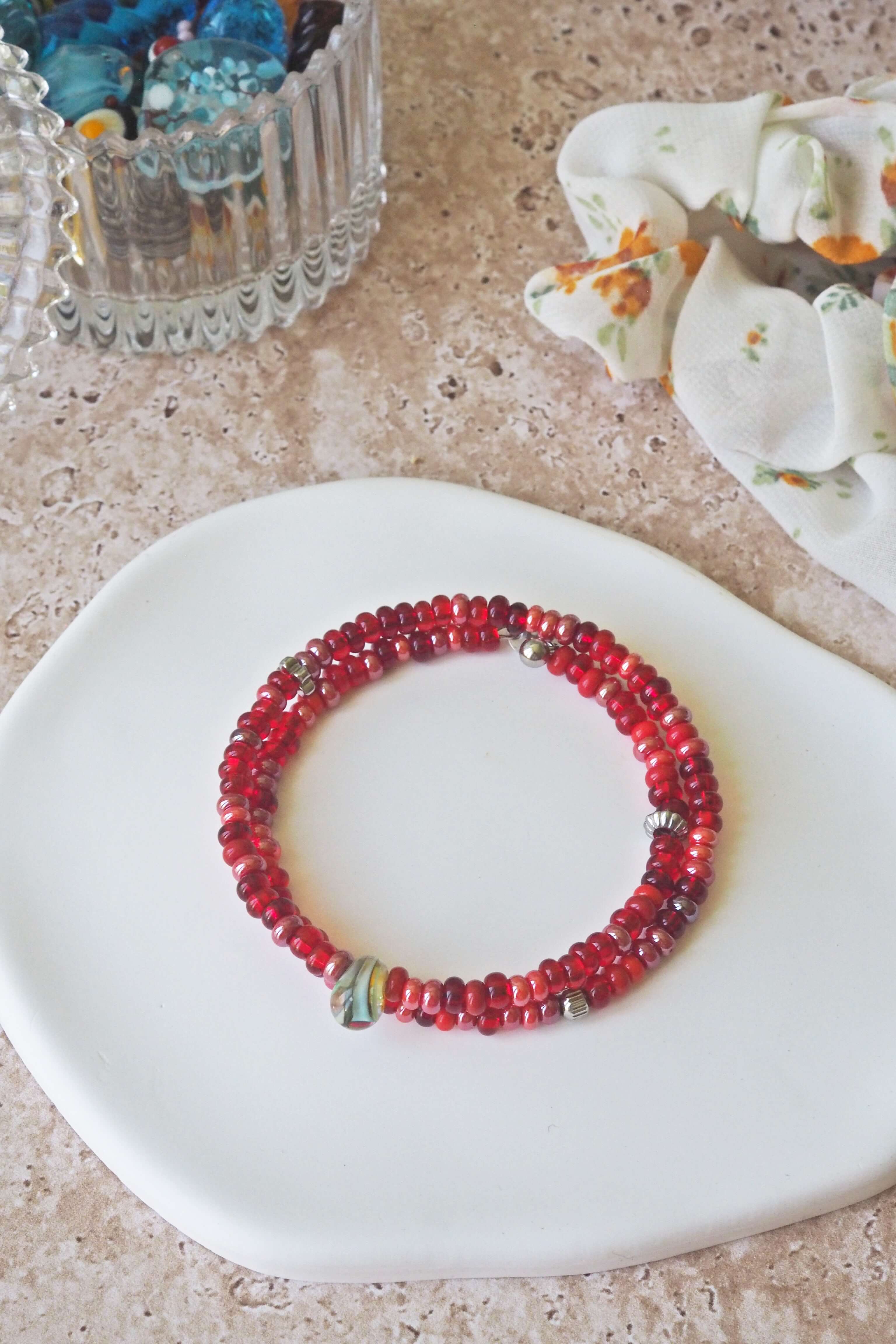 bracelet paulette philomène verre filé goutte artisanat réglable coloré bijoux perles (4)