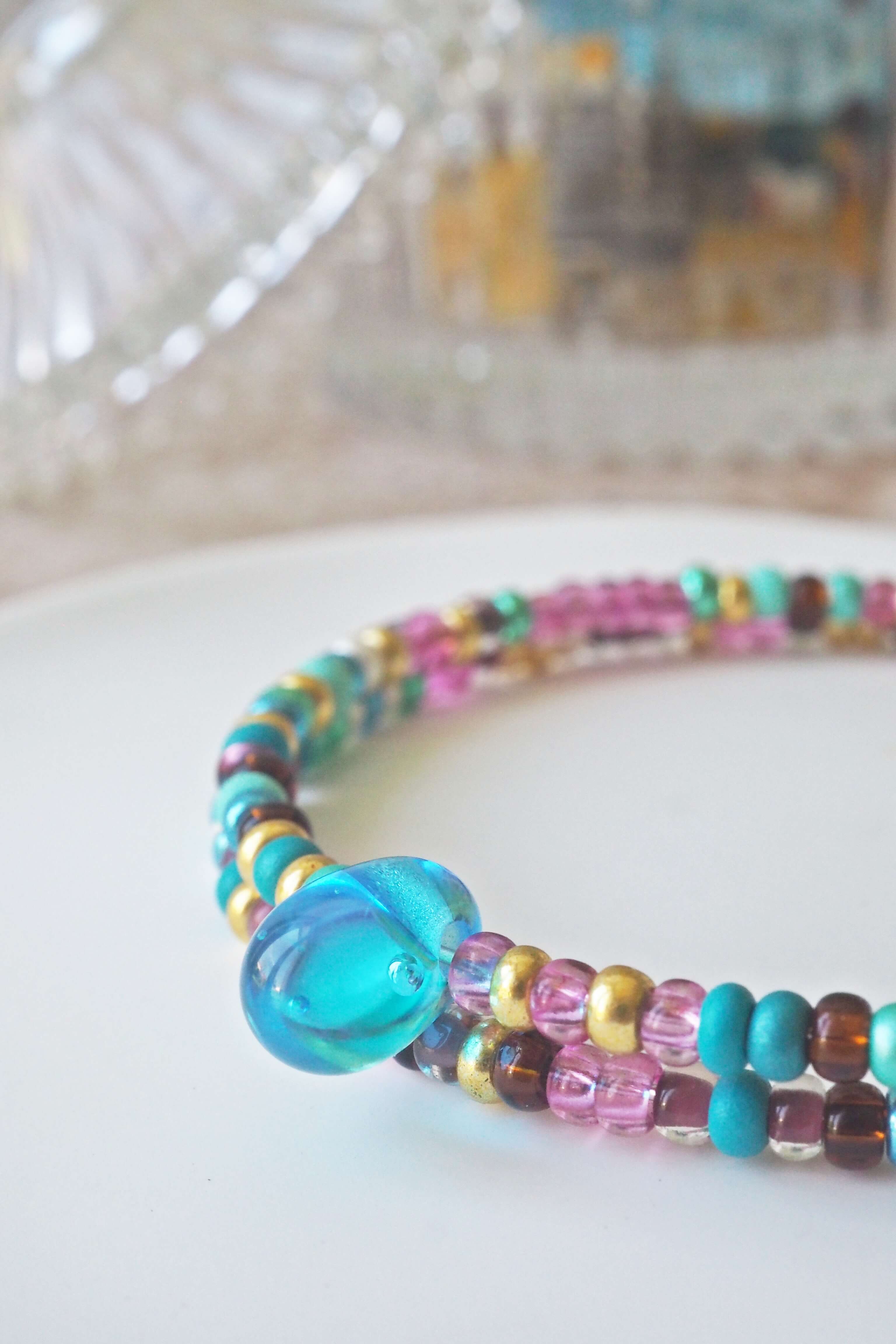 bracelet paulette philomène verre filé goutte artisanat réglable coloré bijoux perles (42)