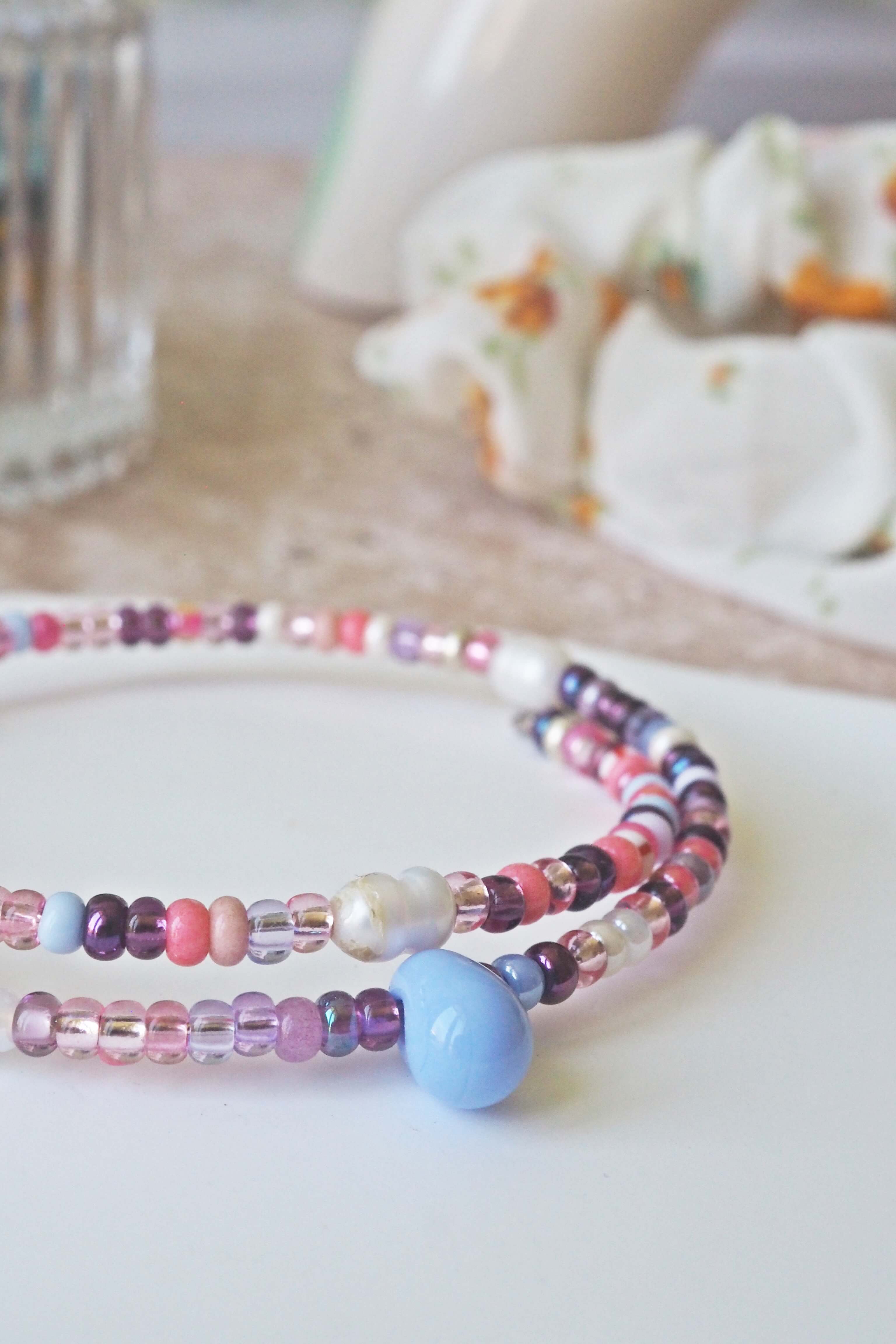 bracelet paulette philomène verre filé goutte artisanat réglable coloré bijoux perles (47)