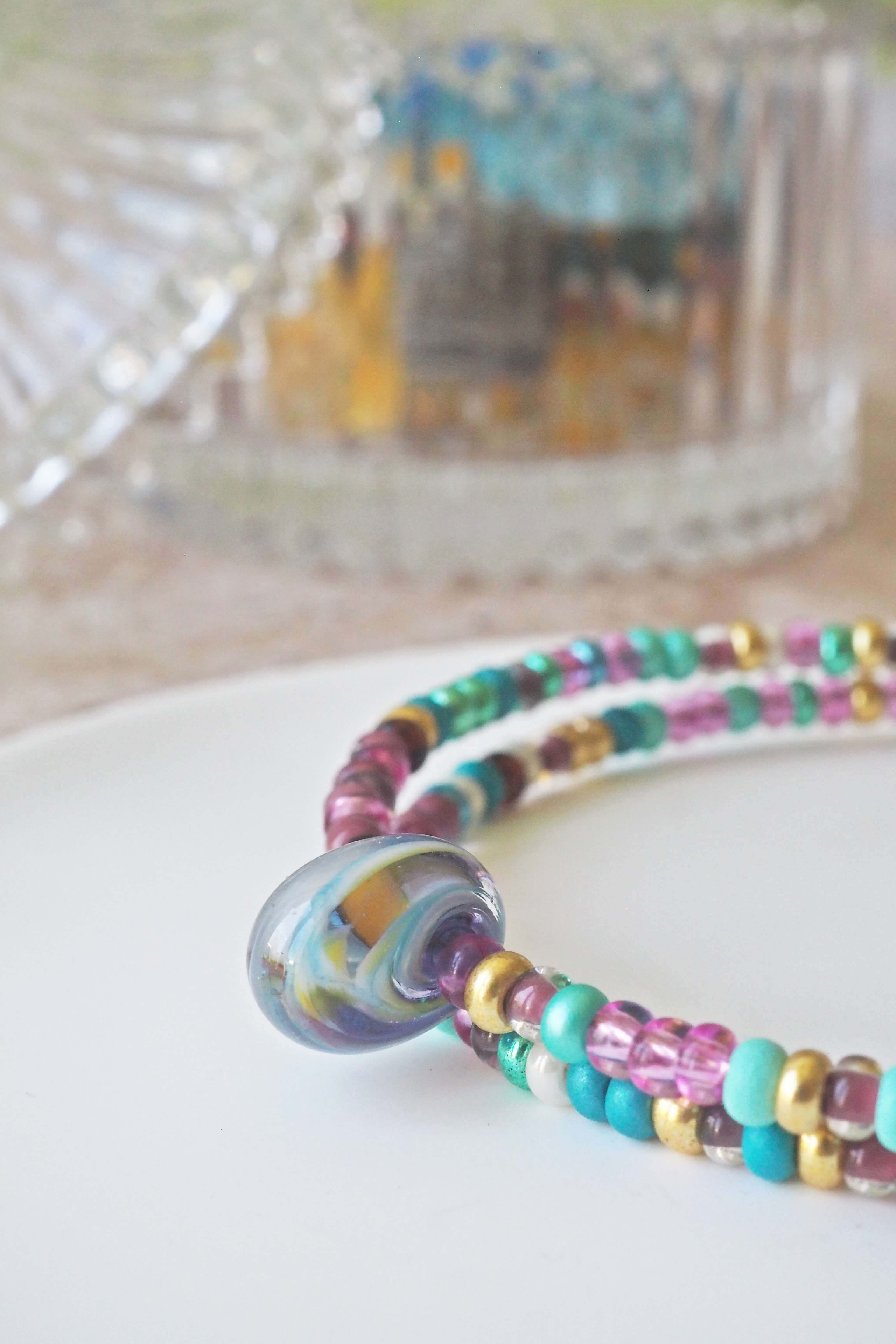 bracelet paulette philomène verre filé goutte artisanat réglable coloré bijoux perles (53)