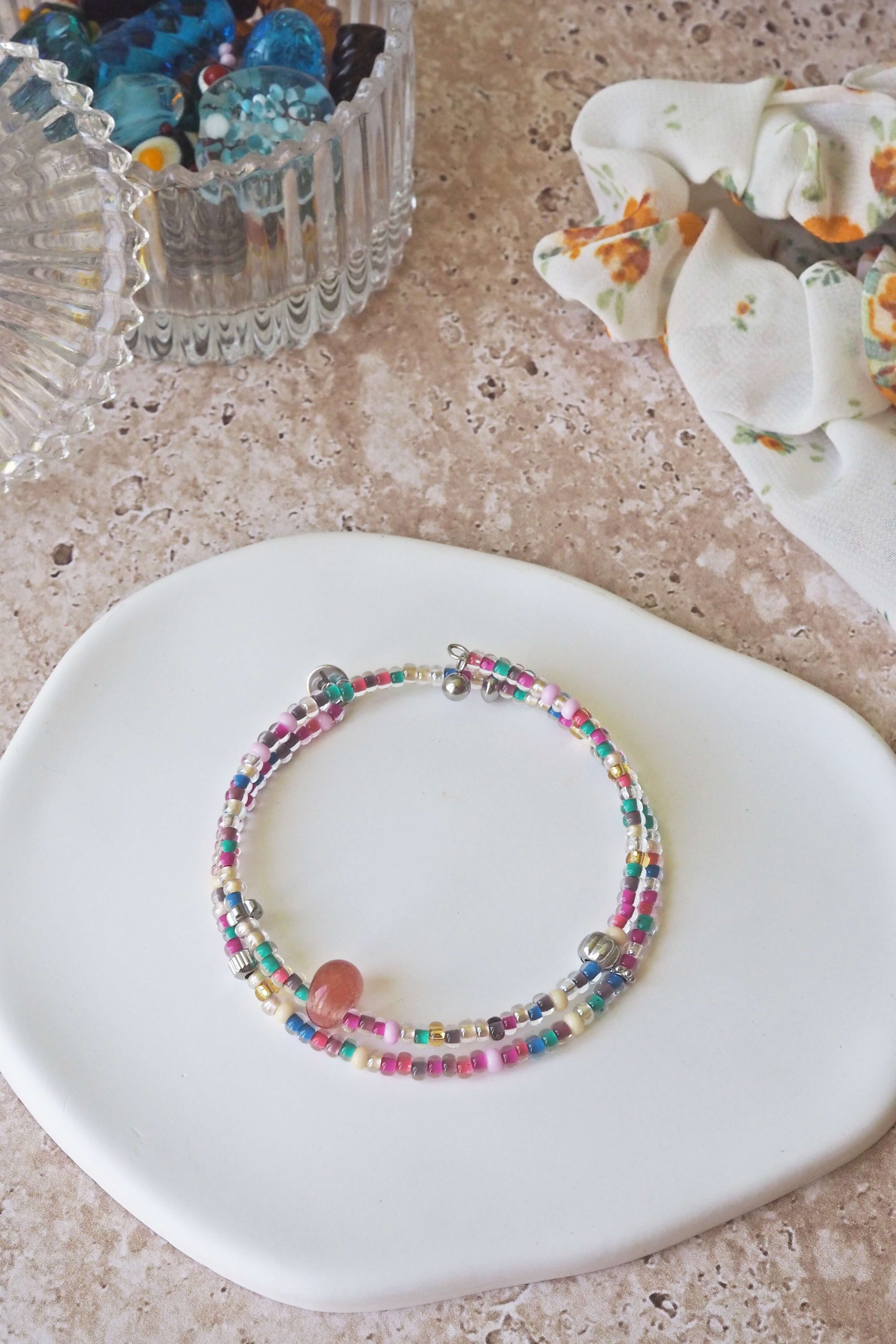 bracelet paulette philomène verre filé goutte artisanat réglable coloré bijoux perles (55)