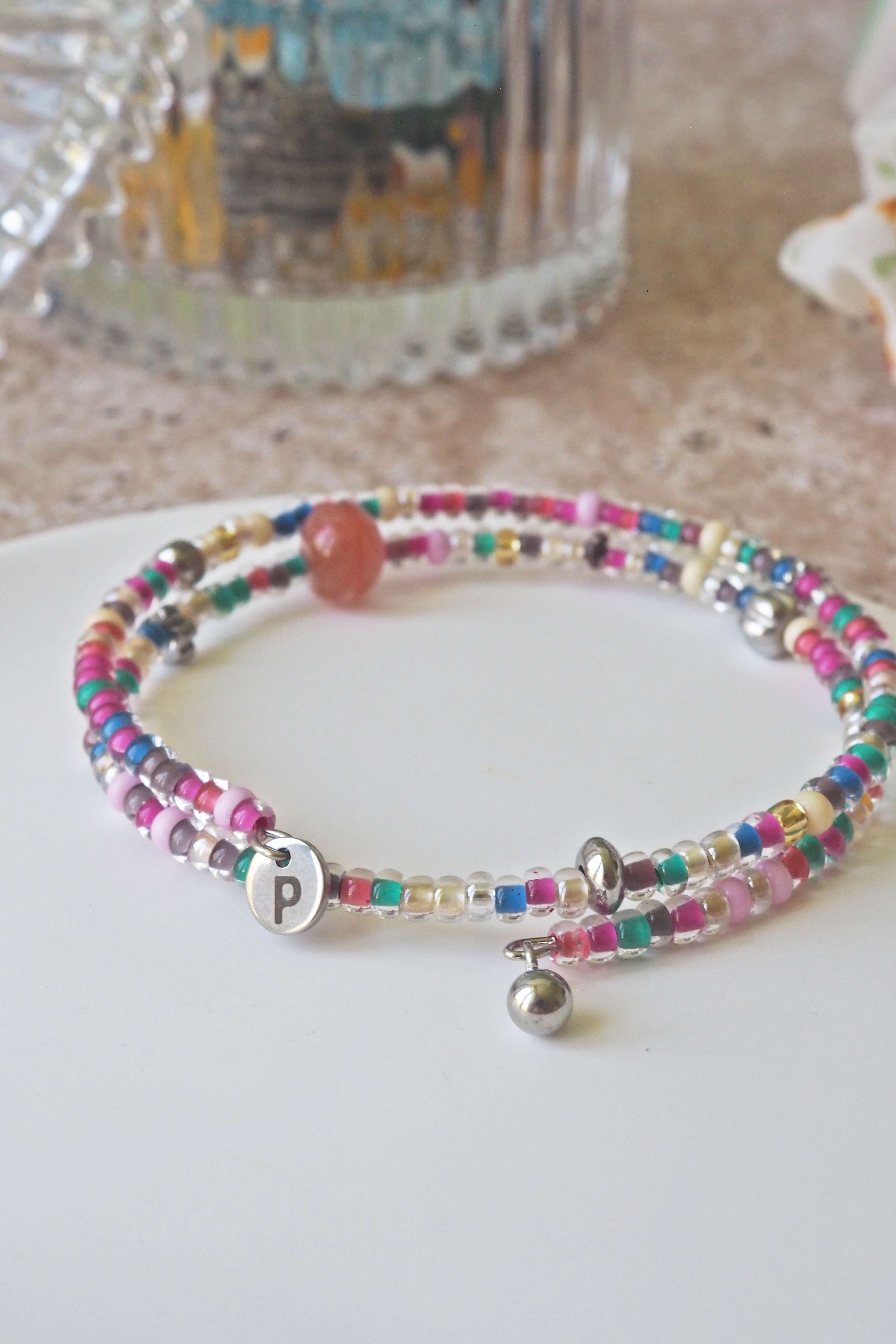 bracelet paulette philomène verre filé goutte artisanat réglable coloré bijoux perles (56)