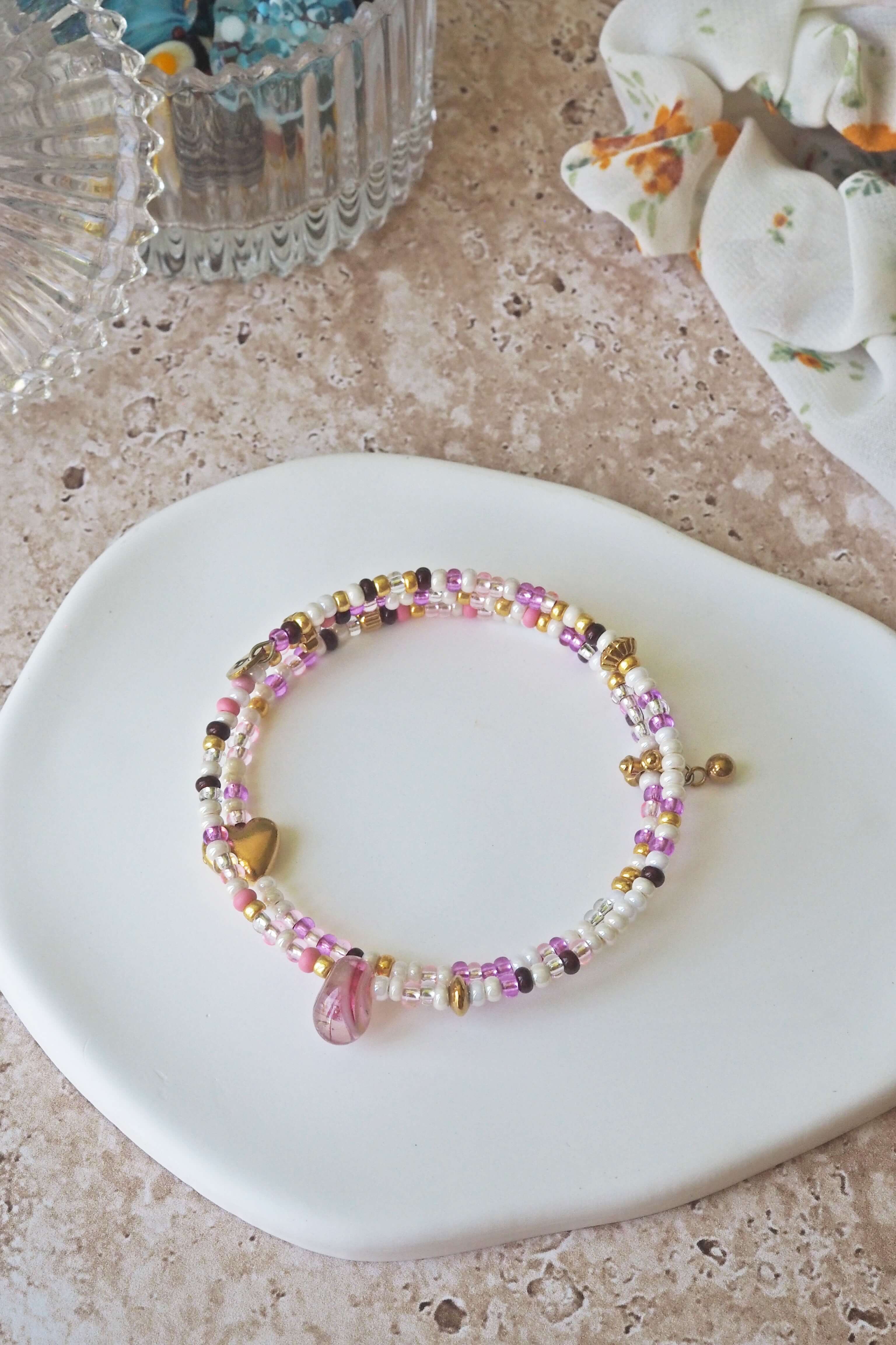 bracelet paulette philomène verre filé goutte artisanat réglable coloré bijoux perles (58)