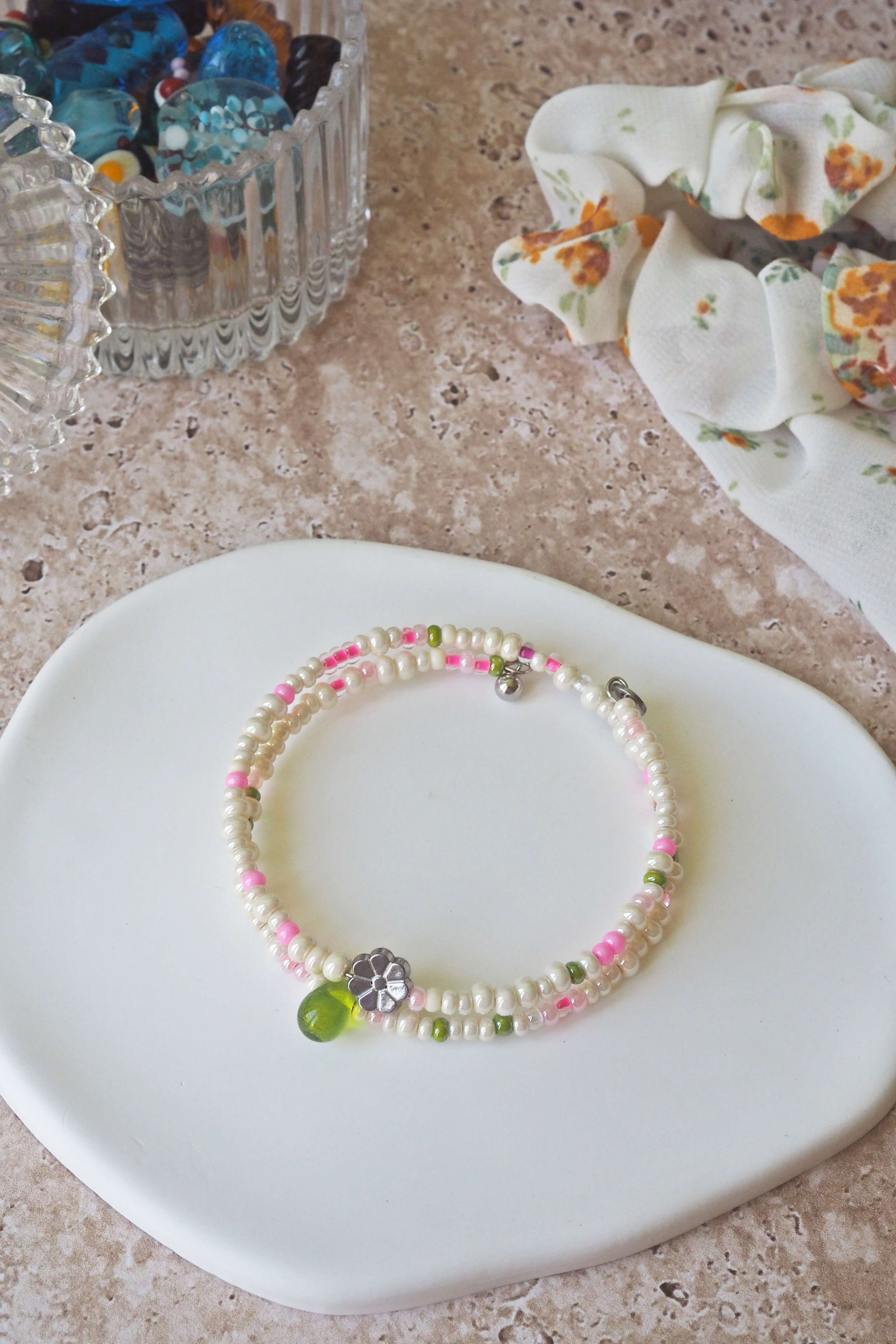 bracelet paulette philomène verre filé goutte artisanat réglable coloré bijoux perles (71)