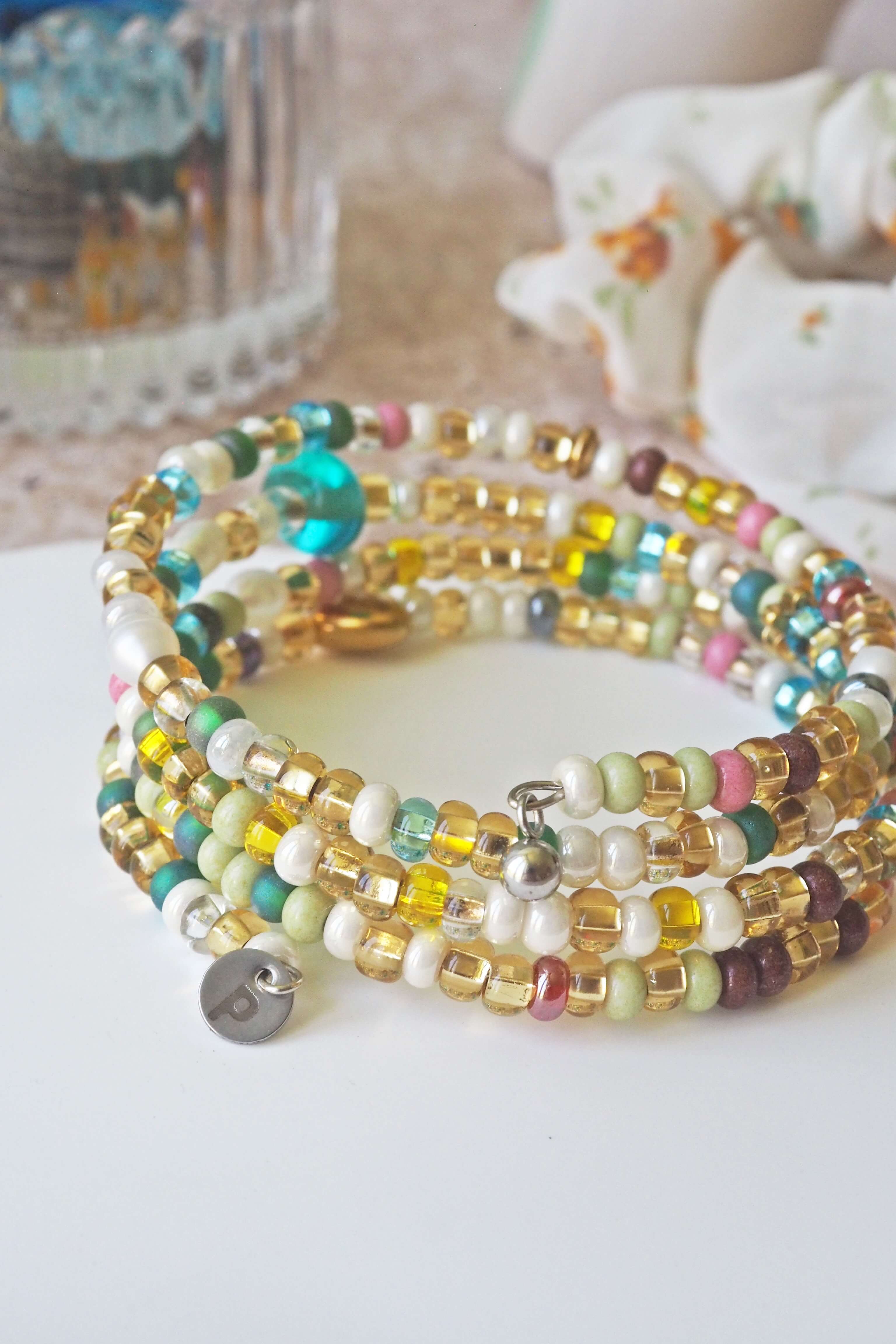 bracelet paulette philomène verre filé goutte artisanat réglable coloré bijoux perles (78)