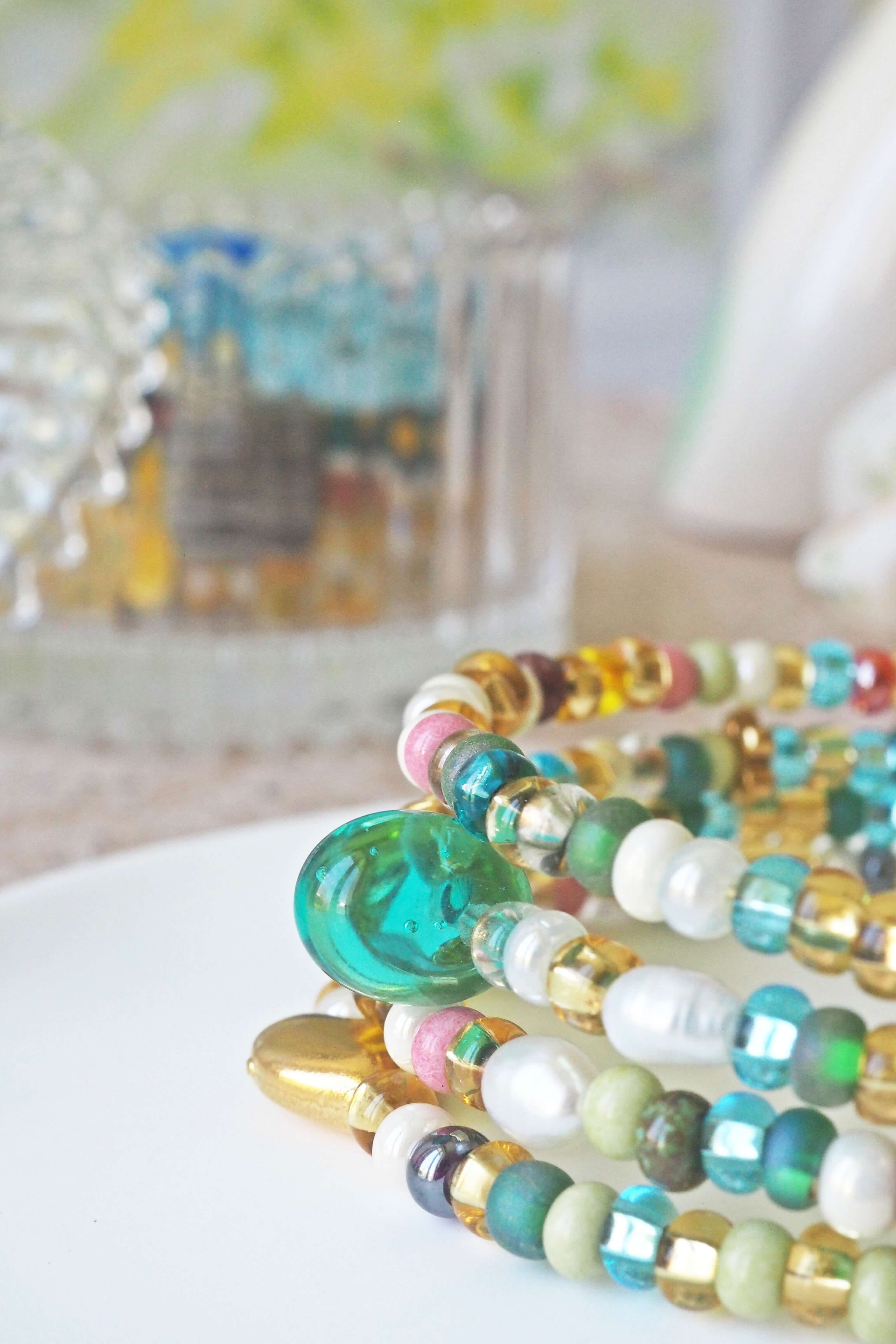 bracelet paulette philomène verre filé goutte artisanat réglable coloré bijoux perles (79)